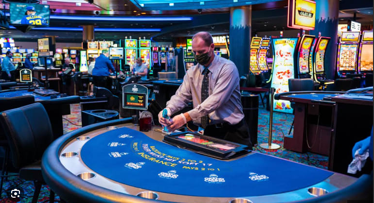 Black jack dealer in a casino in norway