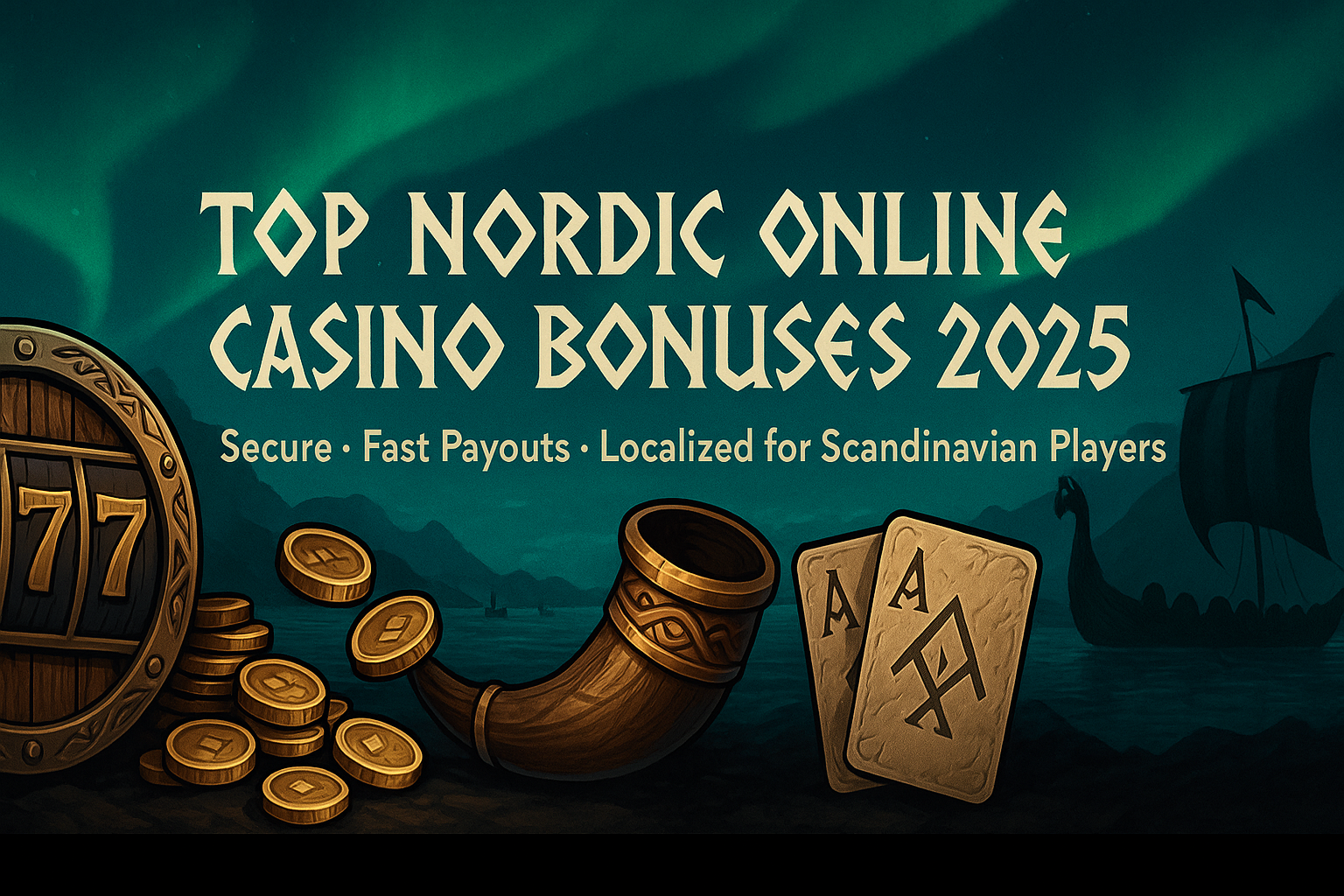 A promotional banner for trusted Scandinavian casinos, highlighting safe and licensed sites in Sweden, Norway, Denmark, and Finland. The image represents casino bonuses, fast withdrawals, and secure payments through BankID, Trustly, Swish, and Vipps, designed for Scandinavian players looking for reliable online gaming.